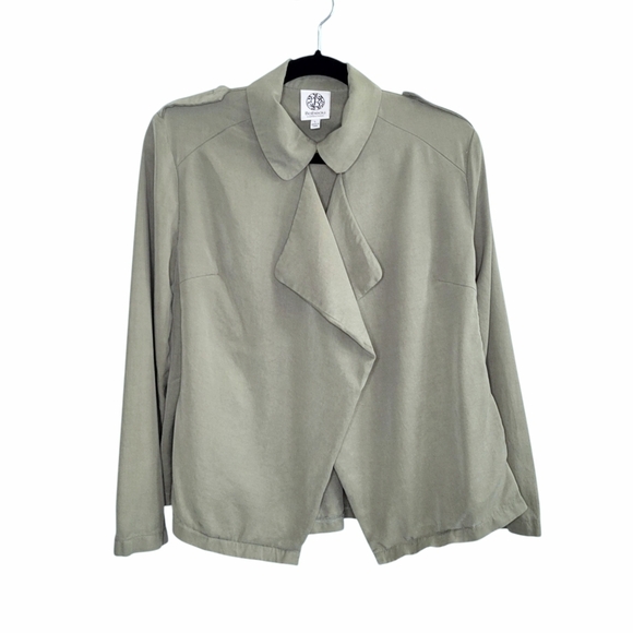 Bobeau Women's Army Green Open Front Tencel Waterfall Front Jacket Size L - Picture 2 of 9